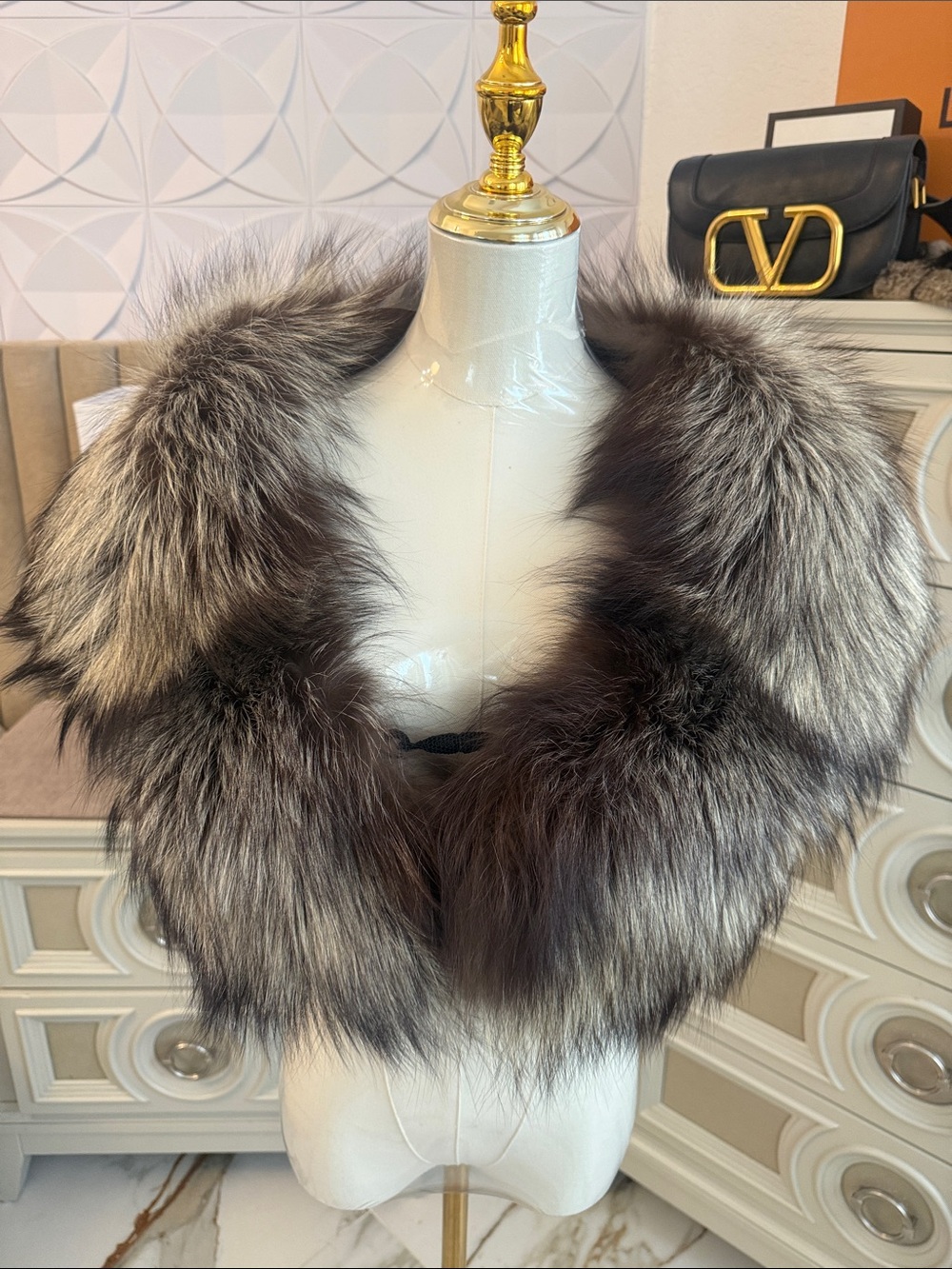 Saga fox fur wrap shawl
